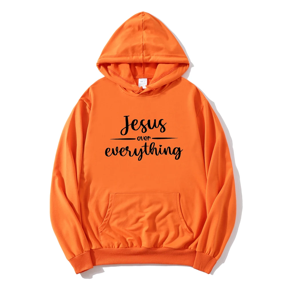 Jesus Over Everything Hoodie Christian Tops for Women Christian Women Clothing Jesus Clothes Religious Sweatshirts Korean