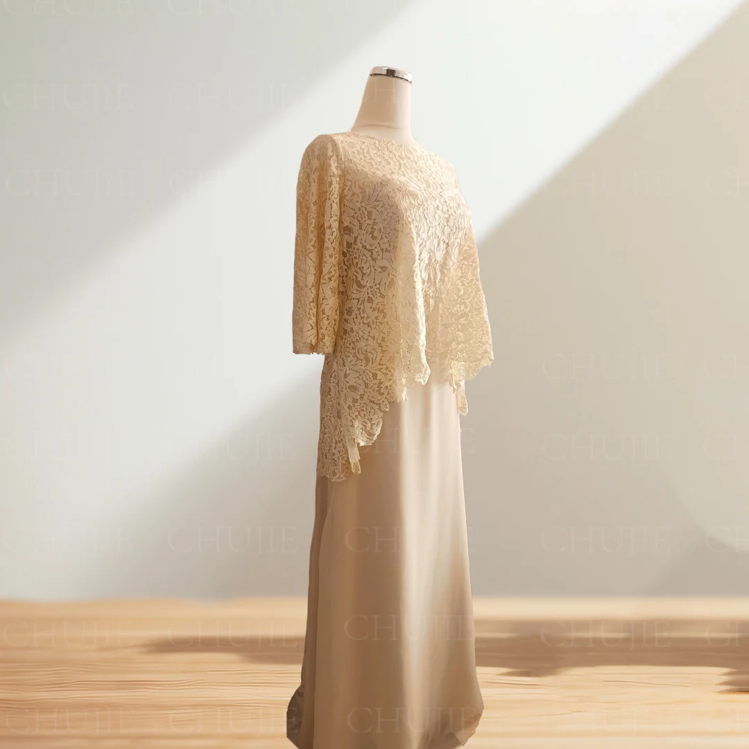 فساتين أم العريس لحفلات الزفاف مع زينة من الشيفون فساتين سهرة رسمية برقبة سكوب فستان ضيوف الزفاف Fساتين سهر #4