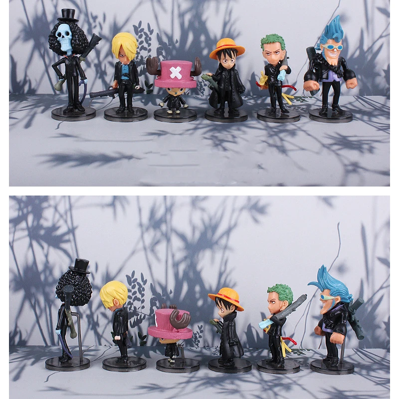 Anime One Piece Luffy Sanji FRANKY Roronoa Zoro Chopper BROOK Black Suit Ver. PVC Action Figure Statue Model Toys Doll Gifts