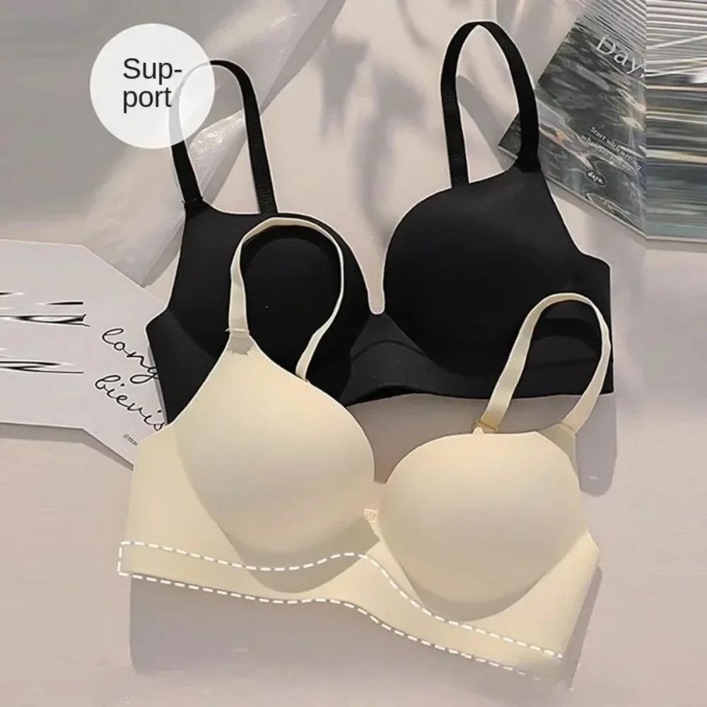 Bra Women's Pure Desire Wind Without Trace Show Large Underwear Gathering Seamless Bra Flat Bust Special Bra Solid Color