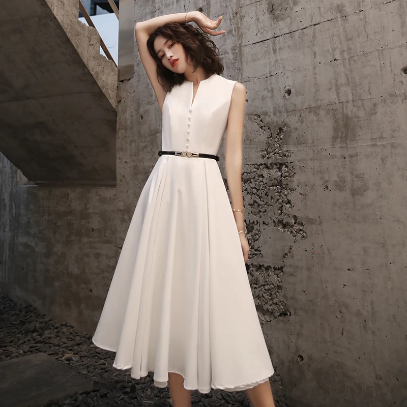 

Ele White Evening Dr for Women Luxury Bridal Gown Korean Sle A-Line Skirt Suitable for Various Ocns Such as Dat...