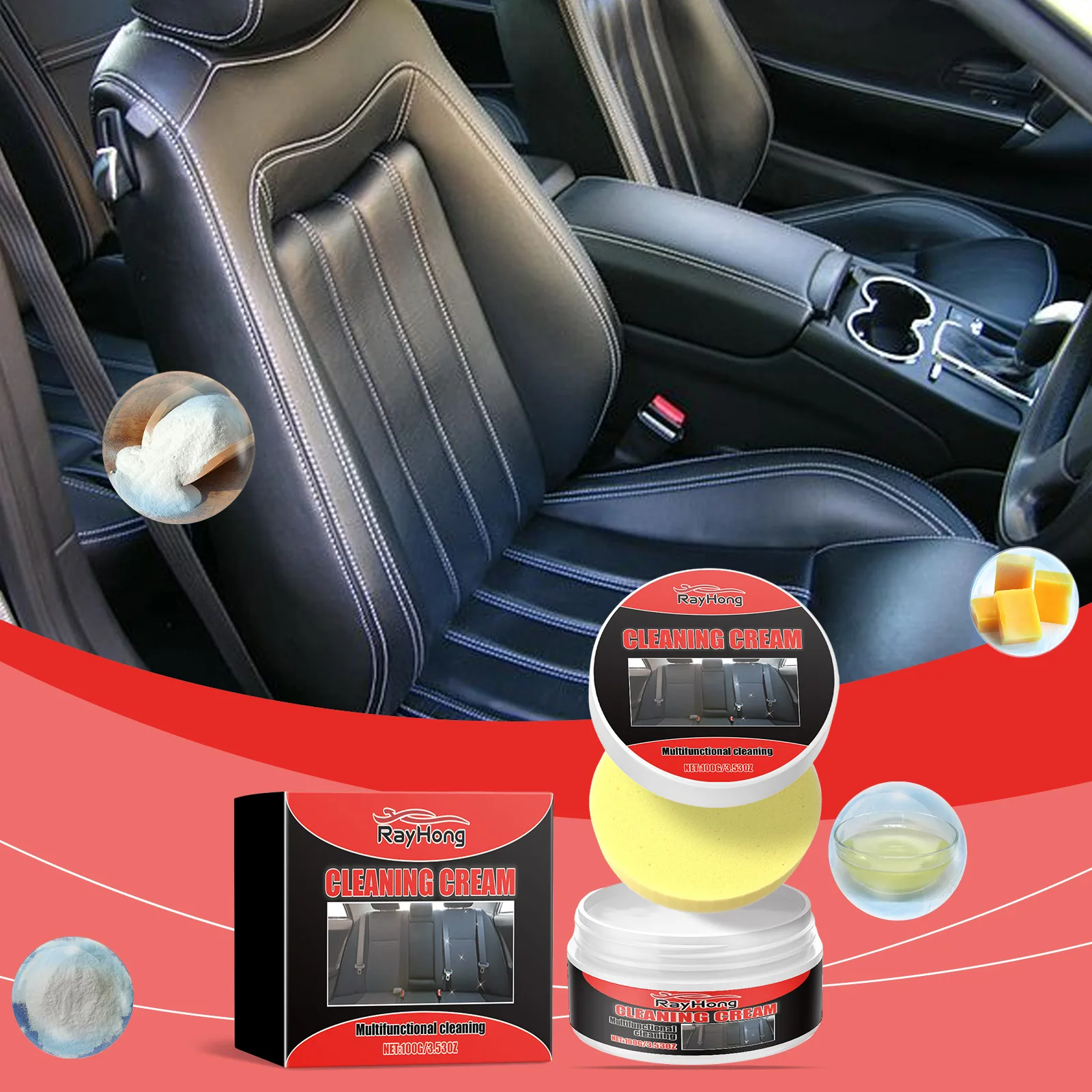 

Auto Interior Leather Restorer Balm Deep Cleaner Restores Shine Protects Against Dirt Daily Care for Car Seats Leather Products