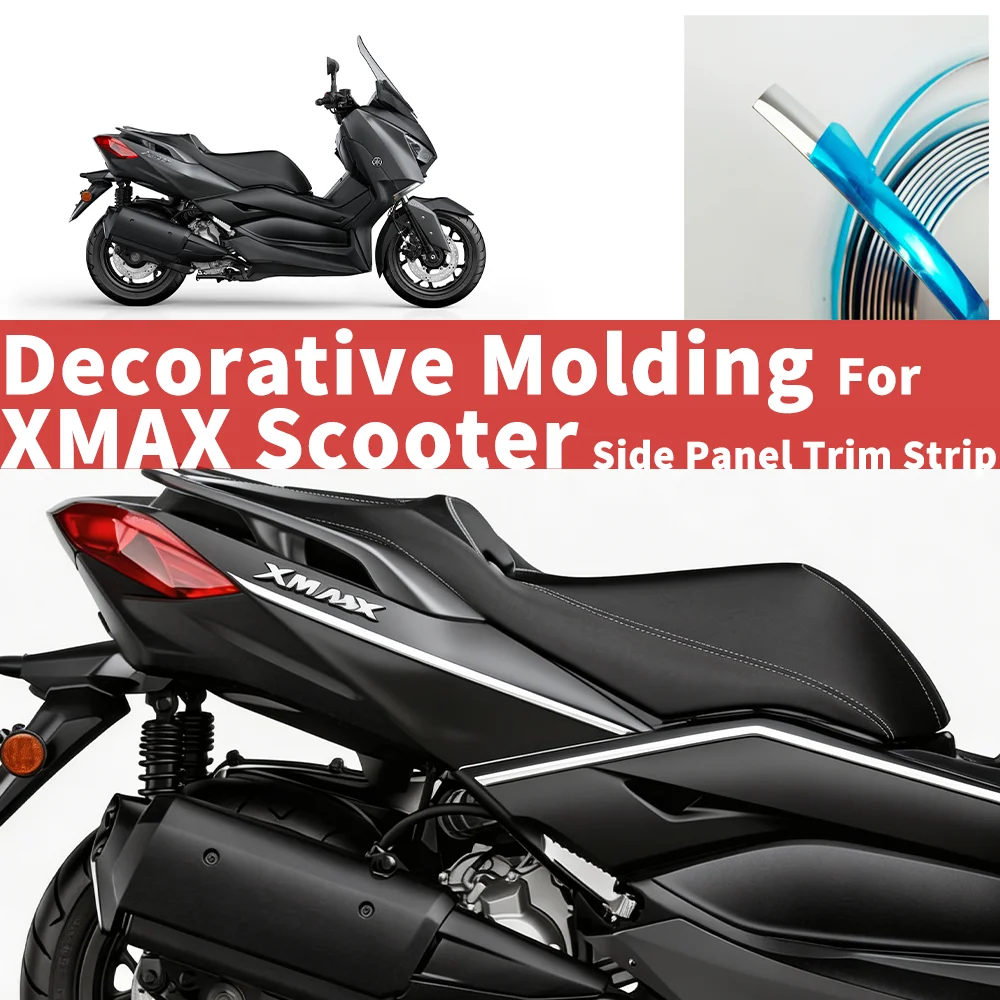 3D Chrome Trim Strip 3M Self‑Adhesive 300cm Decorative Anti‑Scratch Protective Molding For Yamaha XMAX 125 / 250 / 300 / 400
