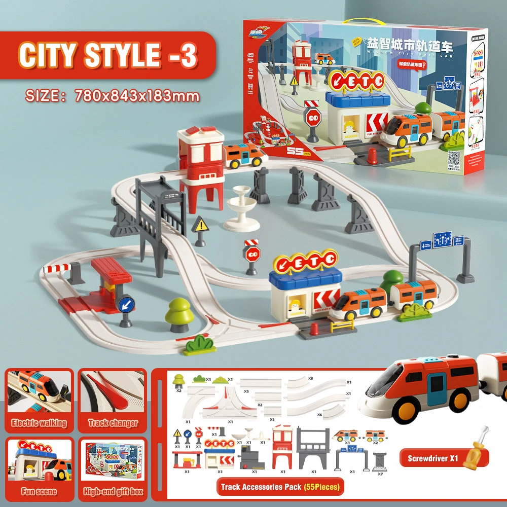 Elektrische treinmodel speelgoed stadsbaan bosbaan educatief speelgoed voor kinderen spoorwegtreinen montage cirkelvormige spoor speelgoedjongen