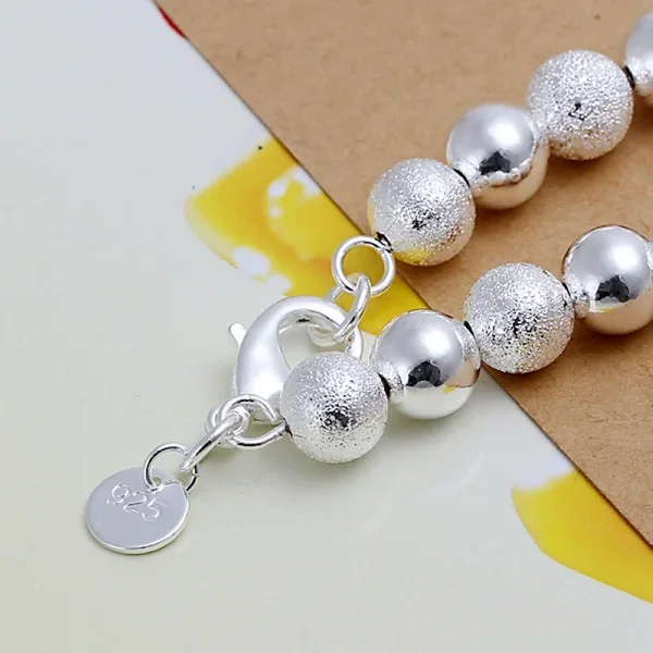 925Silver color stamped exquisite sandy Beads bracelet fashion charm wedding simple models Cute women lady birthday gift H084