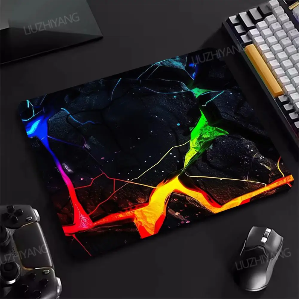 3D Neon Crack Mouse Pad Office Gaming DeskMat Square Laptop Game Mousepad PC Keyboard Pad Small Rubber Anti-slip Mice Desk Mat