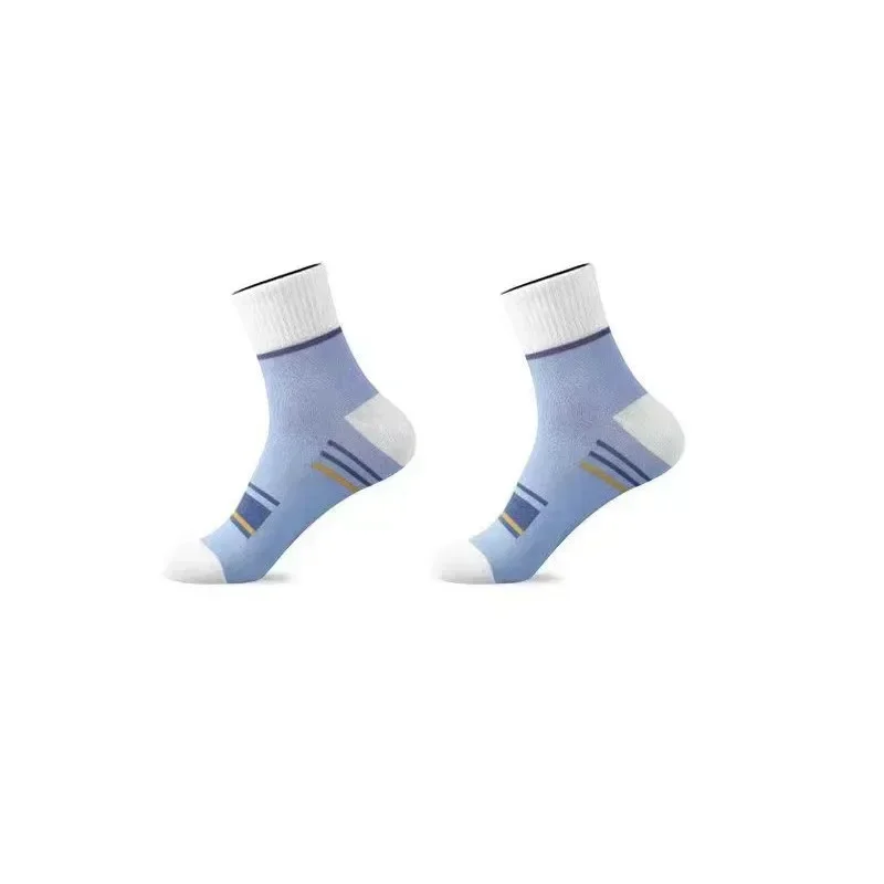 Breathable Cotton Socks Spring Striped Casual Hosiery Men's Anti-odor Antibacterial Business Socks Sweat Absorption Sports Socks
