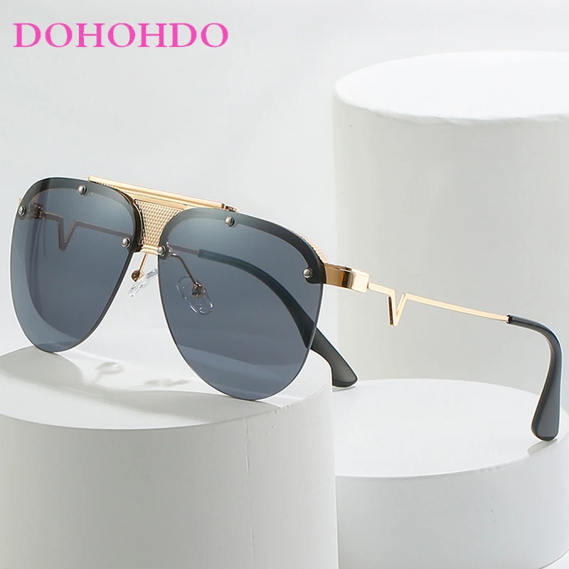 

New Fashion Metal Half Frame Butterfly Women Men Sunglasses Brand Designer Eyeglasses Outdoor Fishing Driving Shades UV400 Gafas