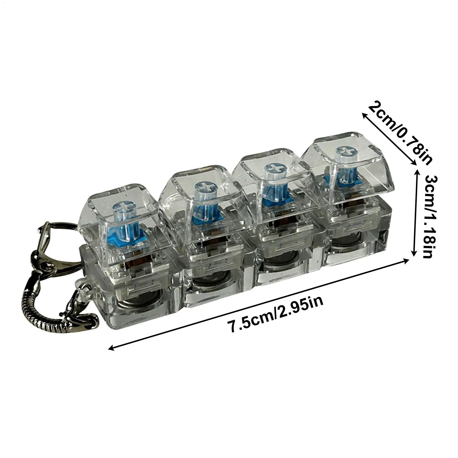 Transparent Keyboard Fidget Toy Colorful LED Light Up Clicker Button Sensory Stress Relief Toys for Adults Kids Birthday Gifts