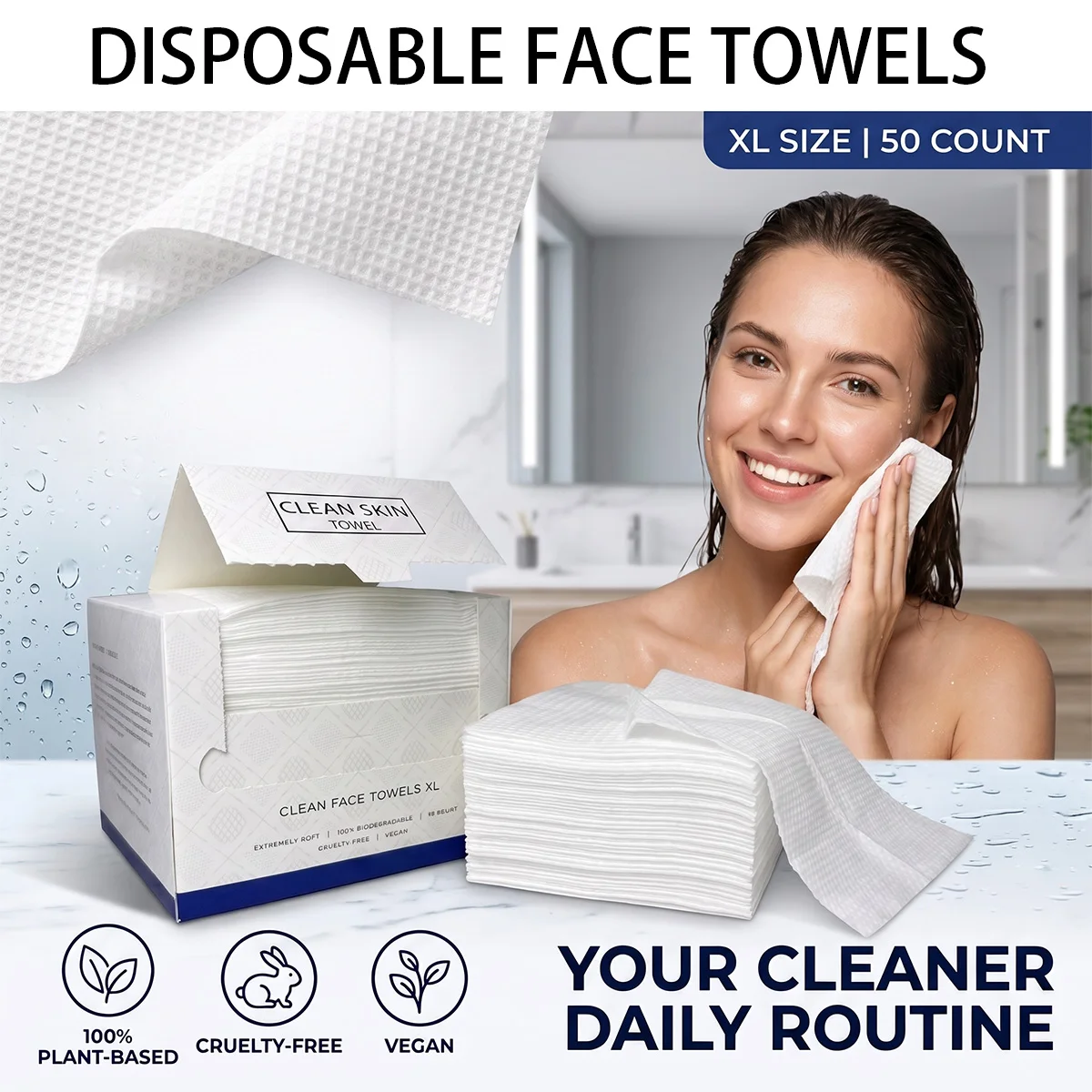 50Pcs/Box Disposable Face Towels Facial Cleansing Wipes Makeup Remover Dry Beauty Skincare Travel Pack view 2
