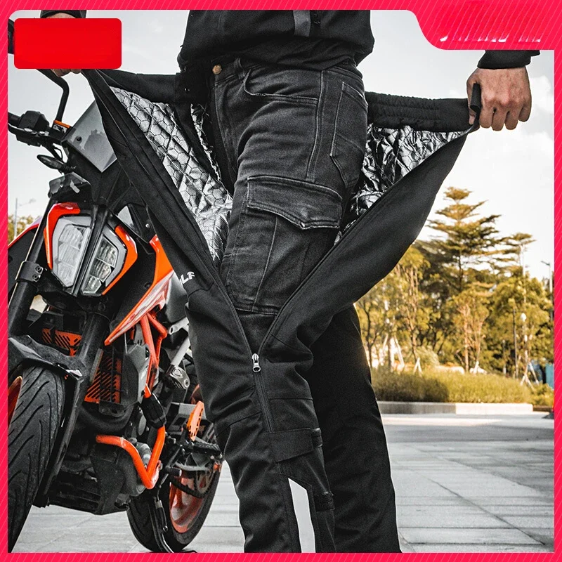 Winter motorcycle riding pants warm waterproof windproof drop-proof locomotive rider equipment racing speed take-off pants