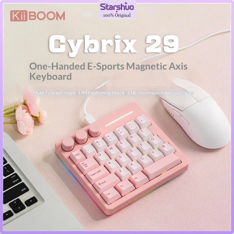 KiiBOOM Cybrix29 One Handed Magnetic Gaming Keyboard CNC Aluminum Alloy 29 Keys Fast Response For Valorant FPS Esports Gamers