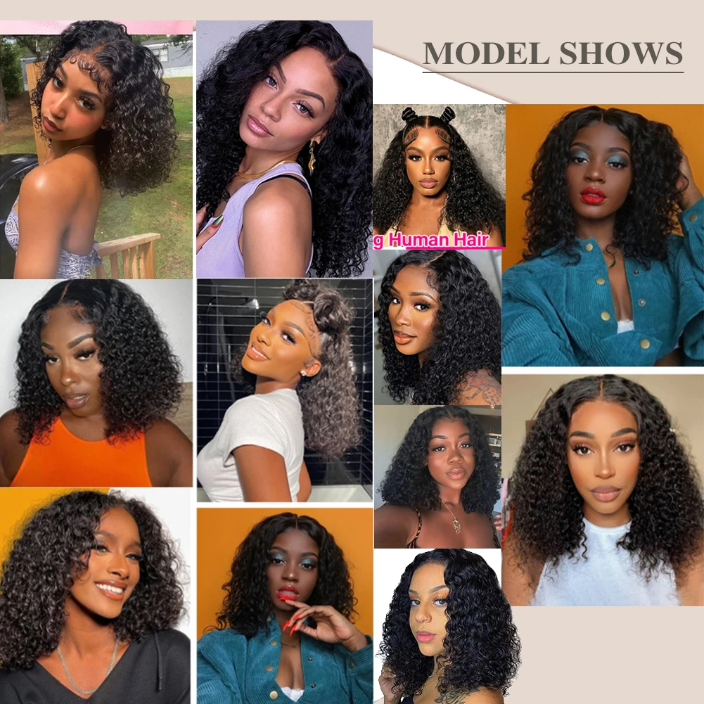 Bob Wig Water Wave 13x4 Frontal Lace Human Hair Wig 150% Density Lace Front Human Hair Pre Plucked Glueless Bob Wigs for Women