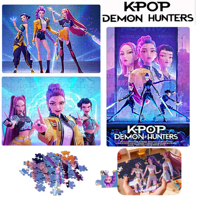 Puzzle 3D Kpop Demon Hunters Gra Planszowa Zabawki Rumi Mira Zoey Huntrix Puzzle z Wzorami Postaci Kolekcja Prezent dla Dzieci