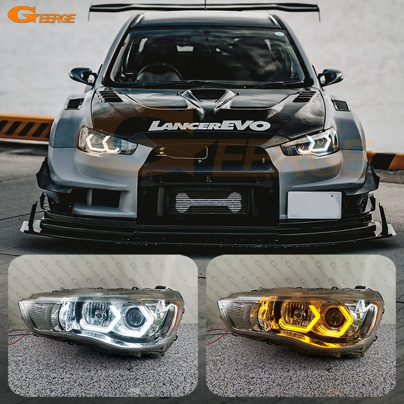 For Mitsubishi Lancer 10 X EVO Outlander Galant Fortis Ultra Bright Concept M4 Iconic Style LED Angel Eyes Halo Rings Day Light