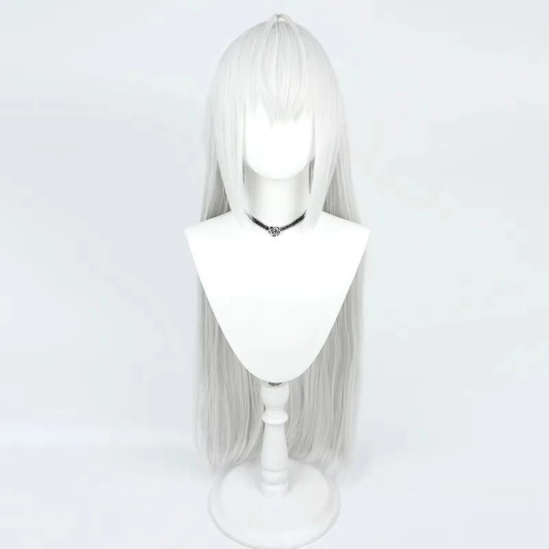 Perruque Cosplay Shirasu Azusa, Game Blue Archive, Py Play, Silver, White Straight Hair, Halloween Carnival, Women and Men, Heat Degree