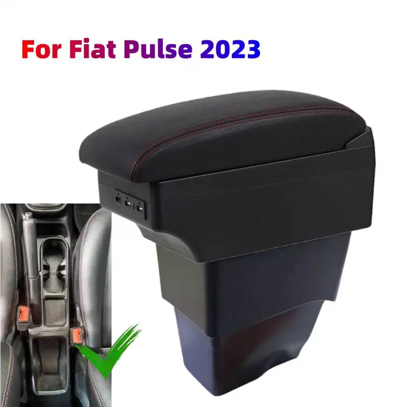 

High-quality Car Armrest Box For Fiat Pulse 2023 Leather Arm Rest Center Console Storage Box Dual Layer USB