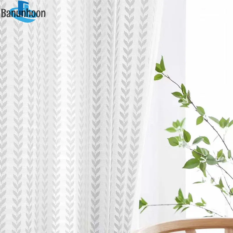 New Sale Cortinas Dormitorio Leaf Mesh Tulle For Living Room Bedroom Glossy Sheer Screen Luxury All-match Yarn For Balcony