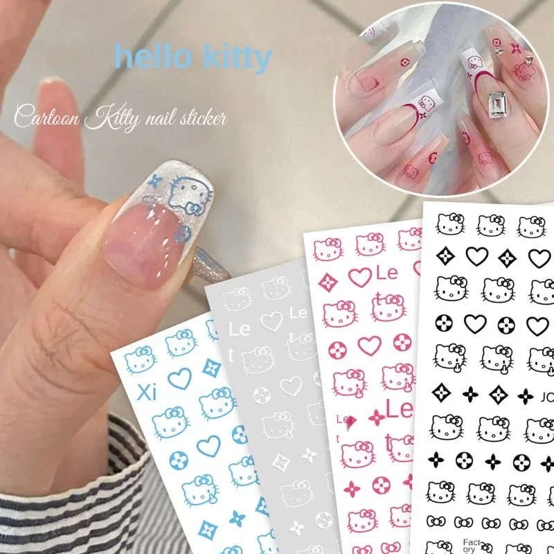 Cute Cartoon Sanrio Hello Kitty Nail Patches Woman Bestie Originality Casualness Collocation Nail Sticker Holiday Gifts