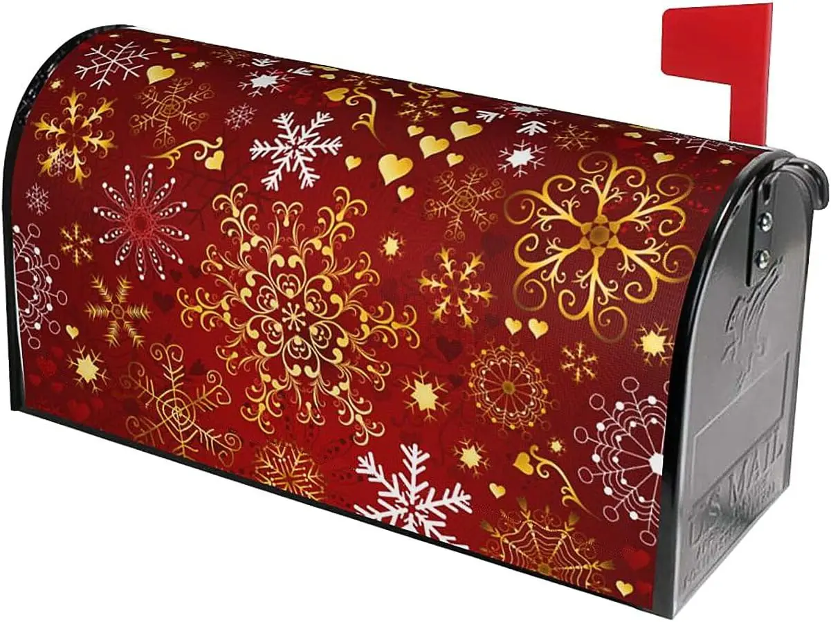 Christmas Mailbox Covers Magnetic Winter Snowflake Mailbox Cover Xmas Holiday Mailbox Covers Mailbox Wraps Garden Mailbox Decor