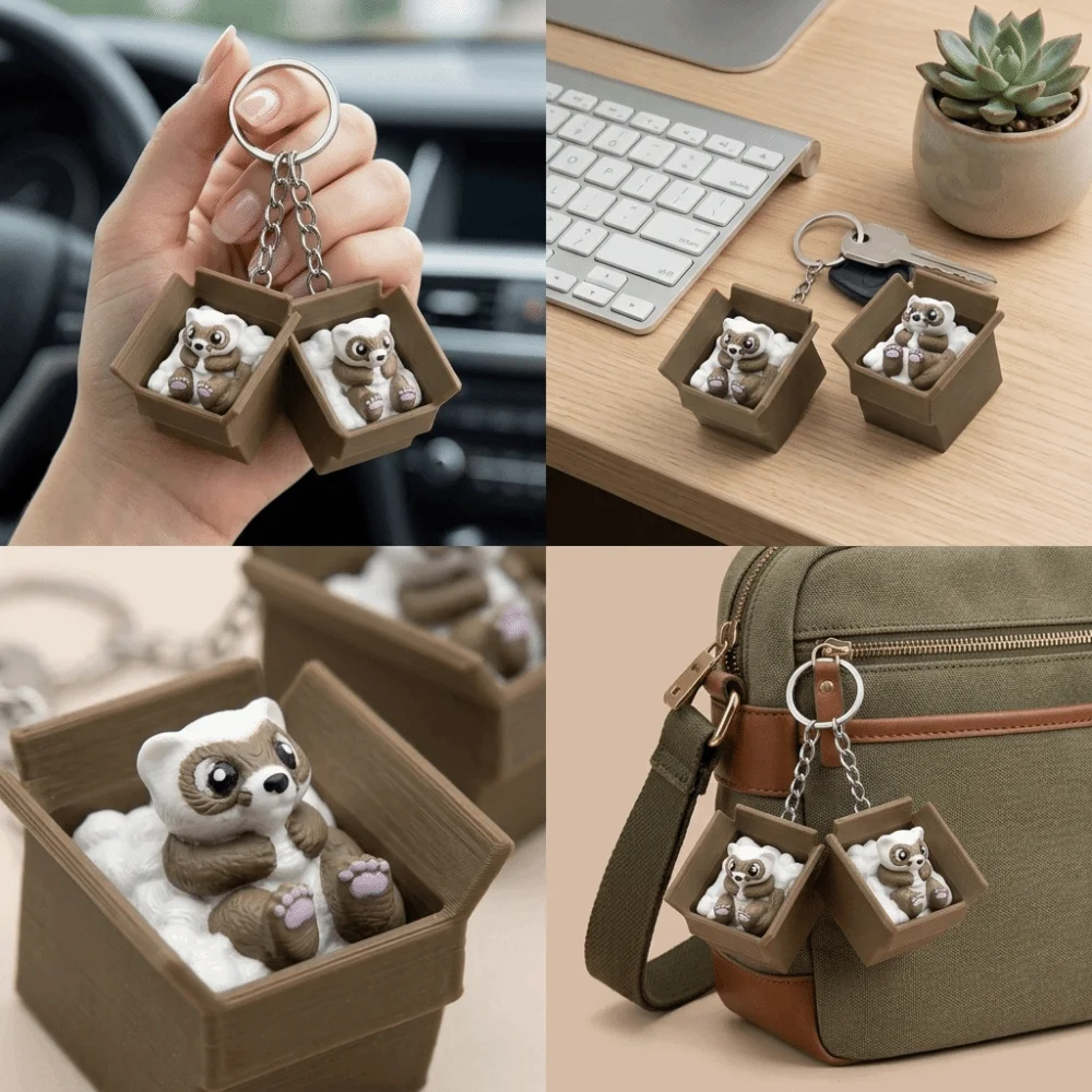 3D Printed Fidget Clicker Keychain Delicate Animal Outline Pressable Clicker Buttons Animal Bag Pendant Smooth Polished Surface