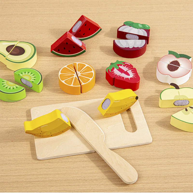 Wooden Play Kitchen with Cutting Fruit & Vegetable Set 2