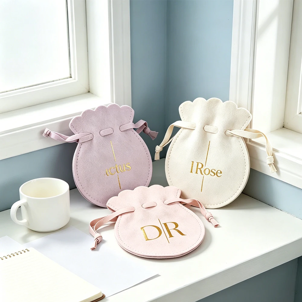 

Custom Logo Calabash Microfiber Jewelry Bag Necklaces Earrings Storage Small Gift Packaging Wedding Favor Candy Organizer Bags