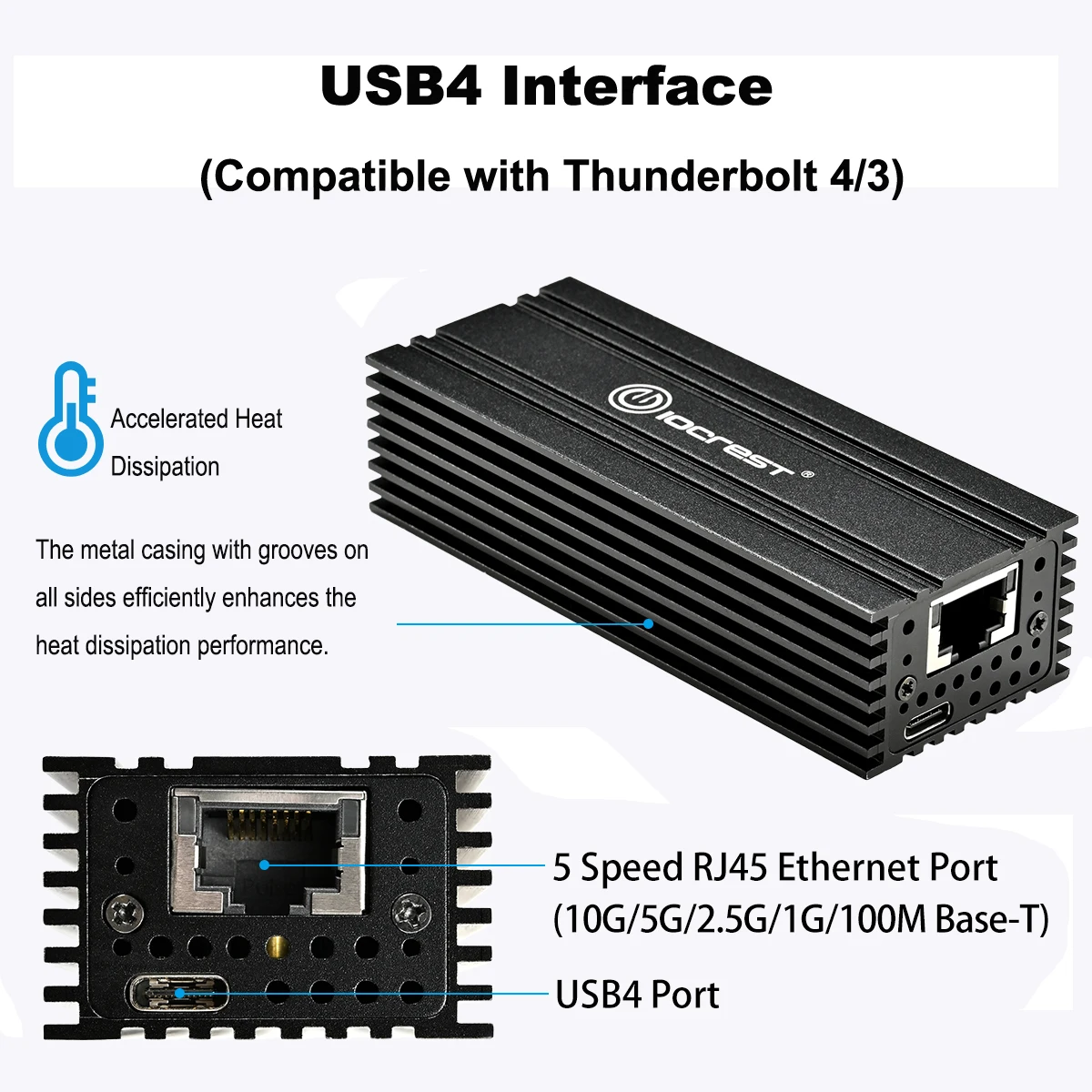 Imagem -04 - Iocrest Usb4 para 10gbe Ethernet Compatível com Thunderbolt e Porta Rj45 10gbase-t Ethernet Suporte Mac Use Chipconjunto Aqc113