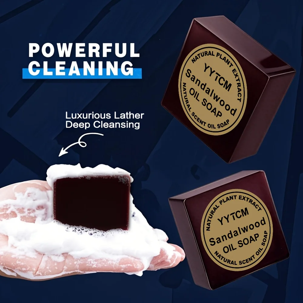 صابون خشب الصندل صابون عطري للرجال يدوم طويلاً عطر خفيف حمام غسل اليد صابون الوجه هدية لطيفة للعناية بالبشرة للاستخدام الشخصي 65 جرام/القطعة-1 قطعة