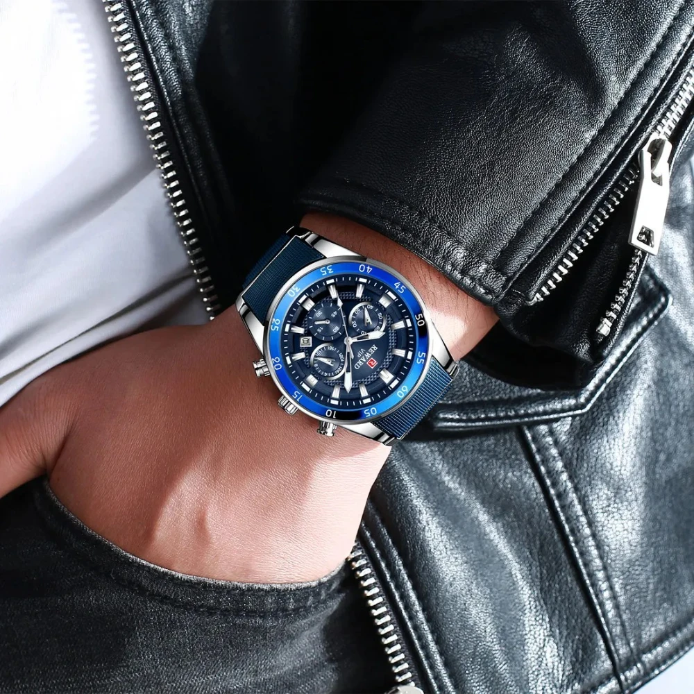 REWARD 81011 Men's Watch Luxury Blue Quartz Watch Men's Chronograph Automatic Date Waterproof Business Watches for Man Reloj