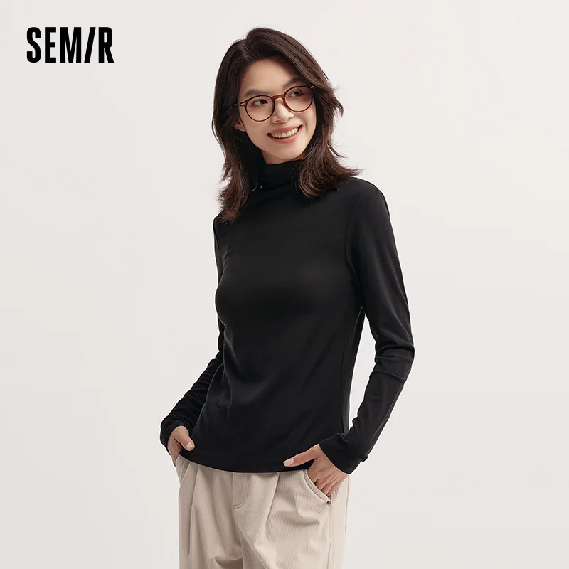 Semir Women Tshirt Thermal Antibacterial Half Turtleneck Solid Slim Fit Long Sleeve 2026 Everyday Layering Base Top
