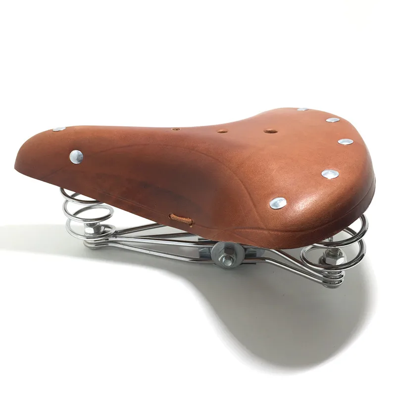 Retro Bicycle Saddle,Real Cowhide, Handmade,Old Style Spring, Seat,Multi Style,TDX-4