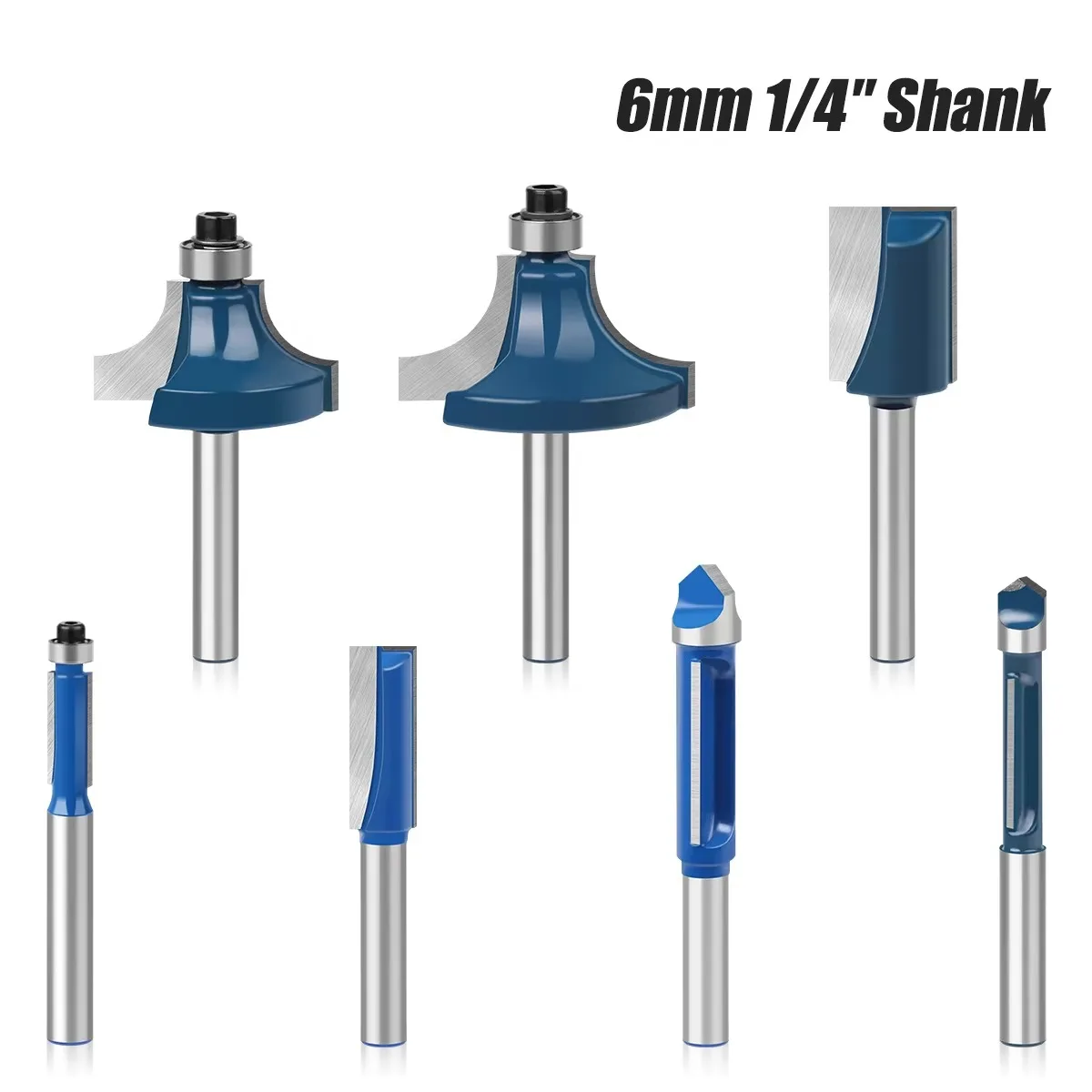 

1 шт., 6 мм, 1/4 дюйма, набор фрез с хвостовиком, обрезка, прямой круглый угловой фрезерный станок, твердосплавные деревообрабатывающие инструменты
