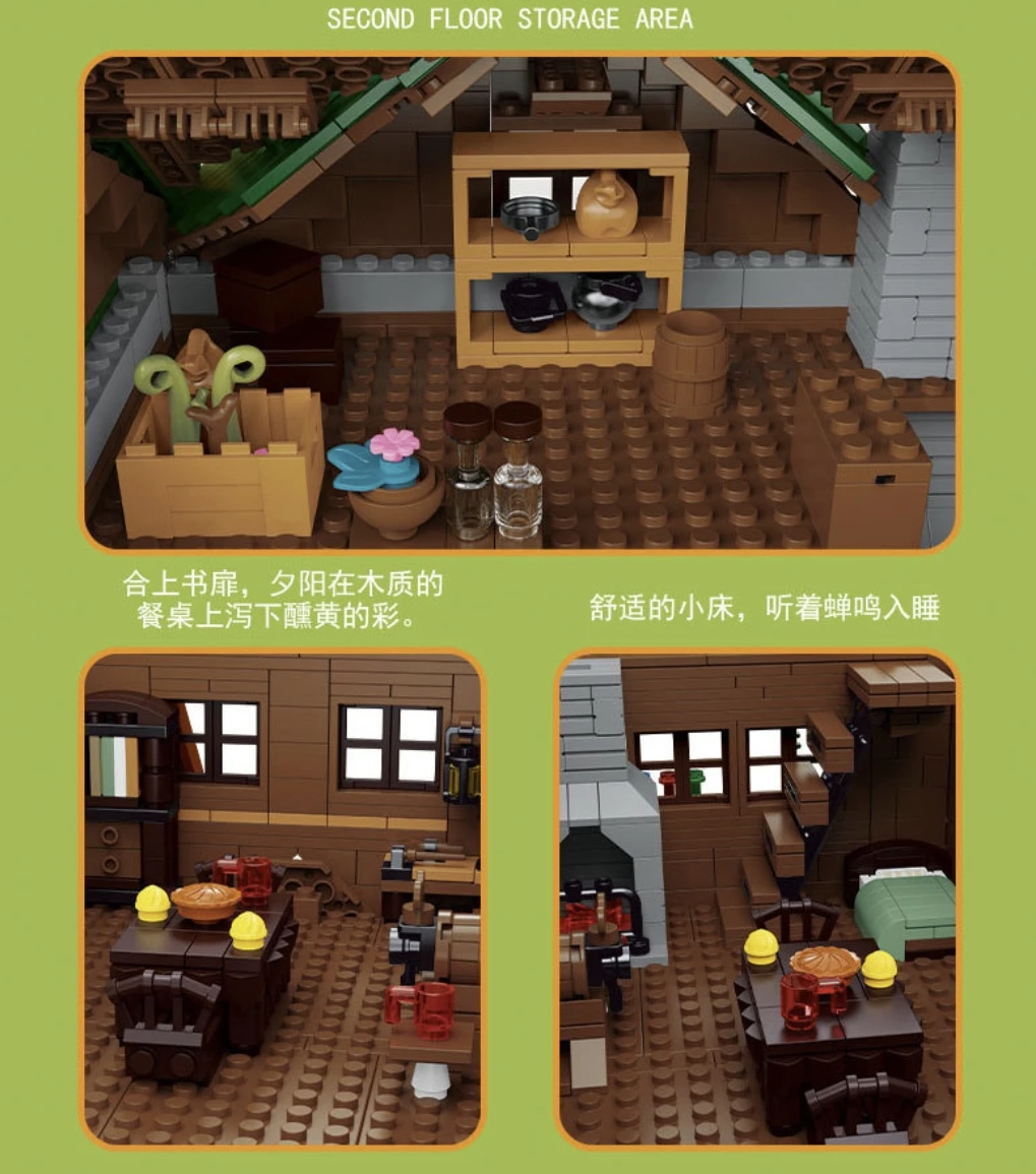 MOC Deep Mountain Forest Cabin Building Blocks Set Secluded Tree House Hut With Light DIY Toy For Children Birthday Holiday Gift