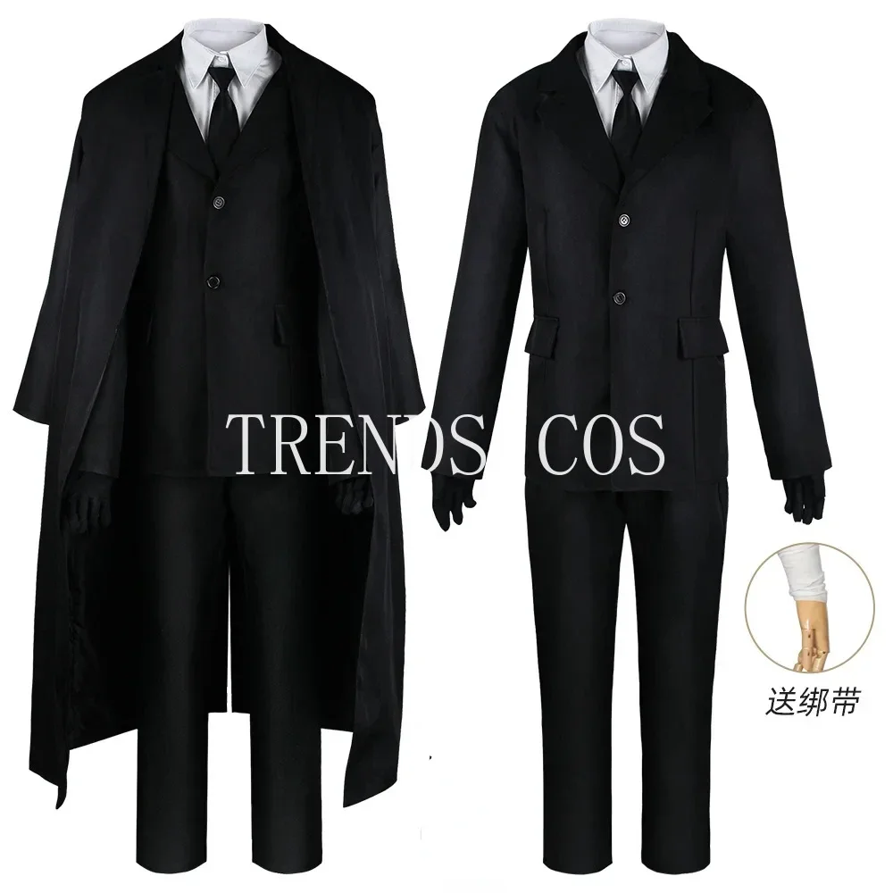 Dazai Osamu Cosplay Costume Dazai Osamu Outfits for Anime Comic Con Dazai Osamu Black Full Set Trench Coat