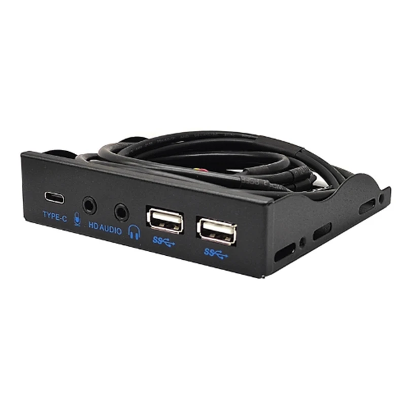 USB-Frontplatte für PC USB 3,2 Gen2 10 Gbit/s Typ C 19-polig 2Port USB 3,0 Hub HD Audio 3,5mm Kopfhörer Mikrofon Ersatzteile