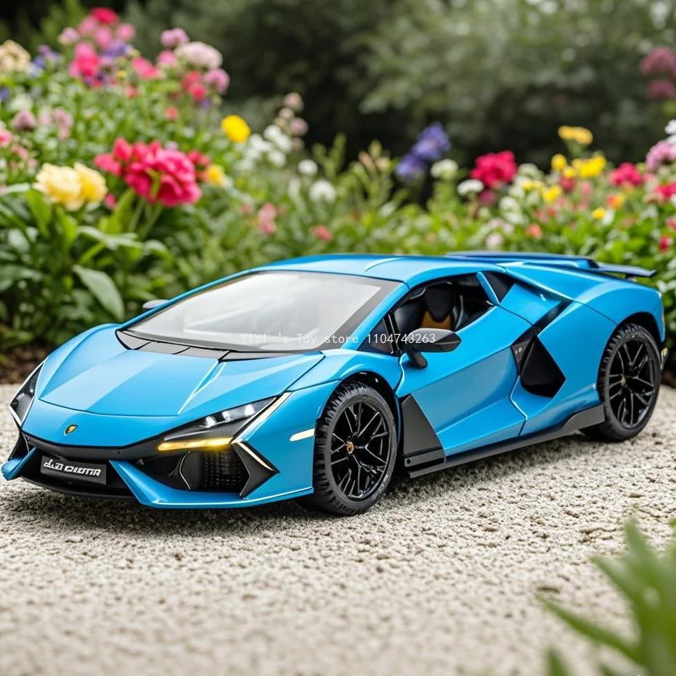 

1:24 REVUELTO Alloy Diecast ModelCar Toys Sports Cars4 Doors Opened Pull Back Sound Light Racing Vehicle Festival Gift for Boy10