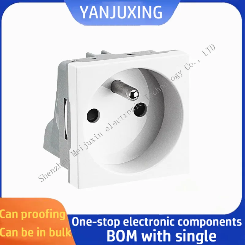 1pcs/lot Card-type embedded French socket 16A standard French socket European socket French power socket module white
