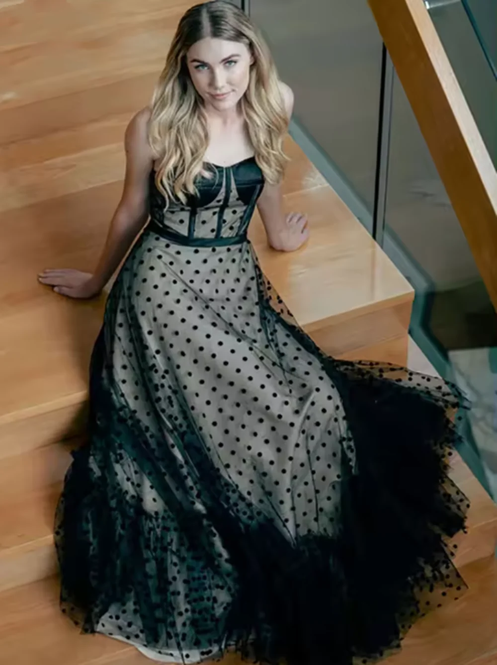 Polka Dot Black Prom Dresses 2024 Sweetheart Spaghetti Strap Formal Events Evening Gowns Graduation Party Gowns Customized