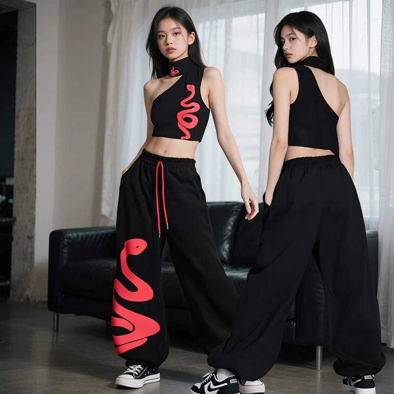 2025 Kinder Jazz Dance Kostüm Mädchen Crop Tops Hosen Hip Hop Kleidung Kpop Street Wear Y2K Kleidung Bühne Leistung Anzug BL15836
