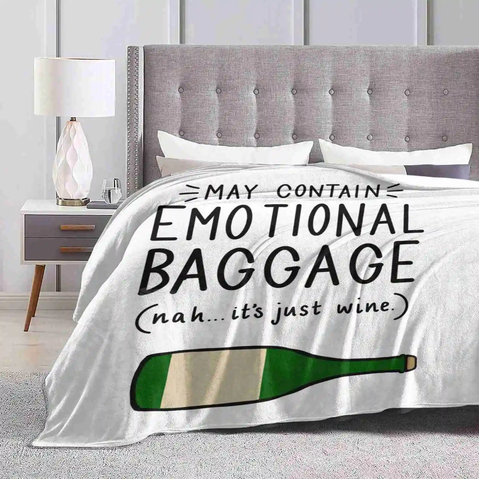 Emotional Baggage Shaggy Throw Soft Warm Blanket Sofa/Bed/Travel Love Gifts Design Wine Drinker Drinks