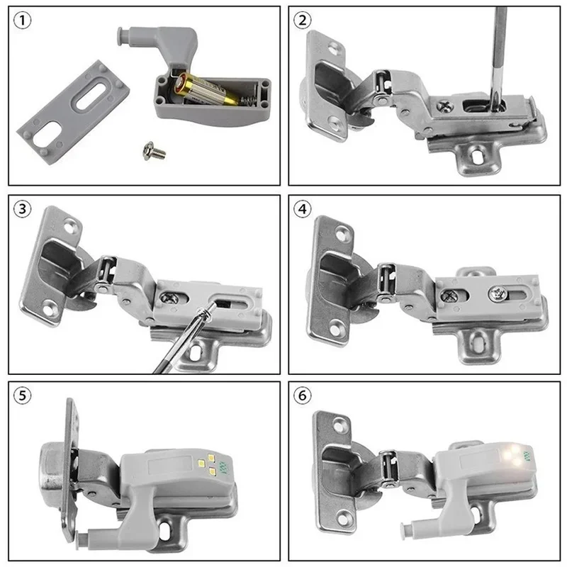 Lampada a LED per armadio Lampada per armadio di controllo della batteria Cerniera interna Luci a induzione Casa Guardaroba per interni Sensore per armadio Mini lampade notturne