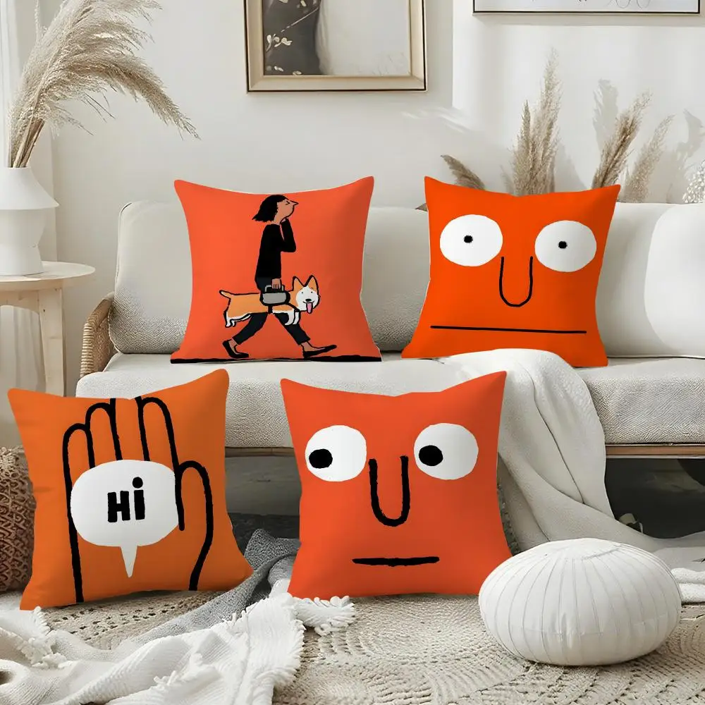 Jean J-Jullien ARTIST Pillow Case Pillow Case Plush Fabric Soft Double Sided Print Home Sofa High Quality Cushion