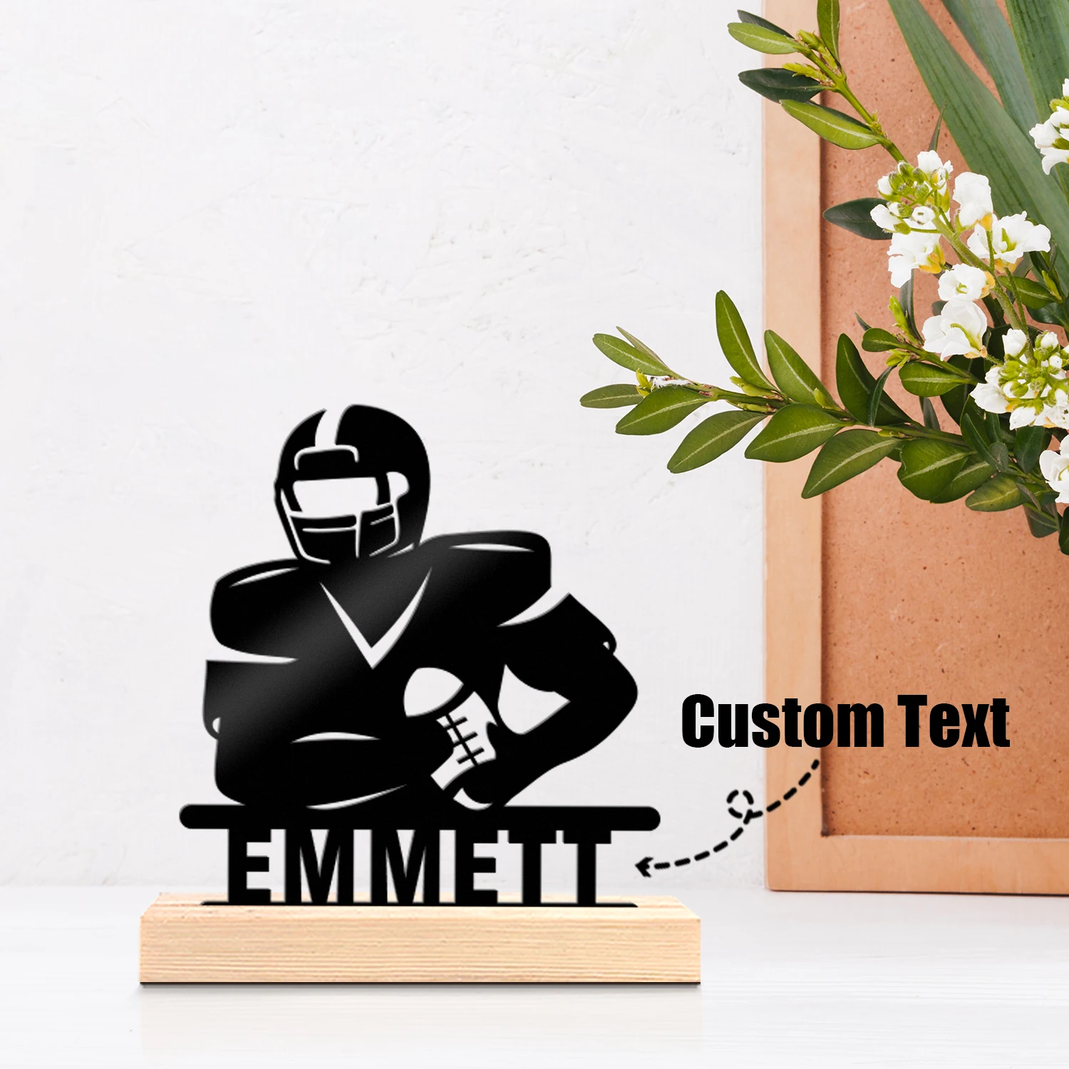 1pc Metal Art Desktop Decoration Custom Content Equipped with A Wooden Base Suitable for Fireplaces,Study Rooms,and Offices