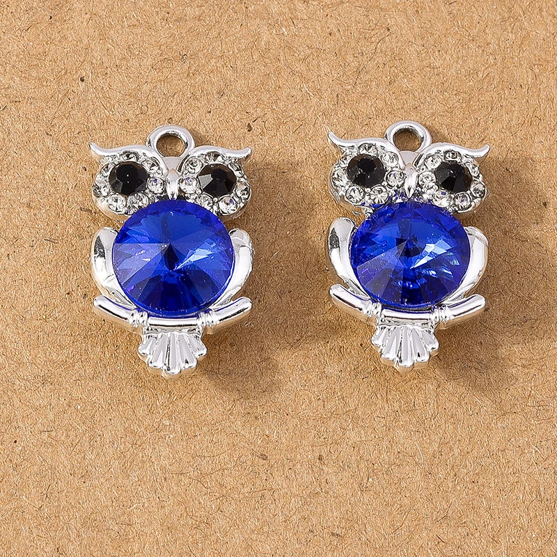 10pcs Cute Crystal Owl Charms for DIY Crafting