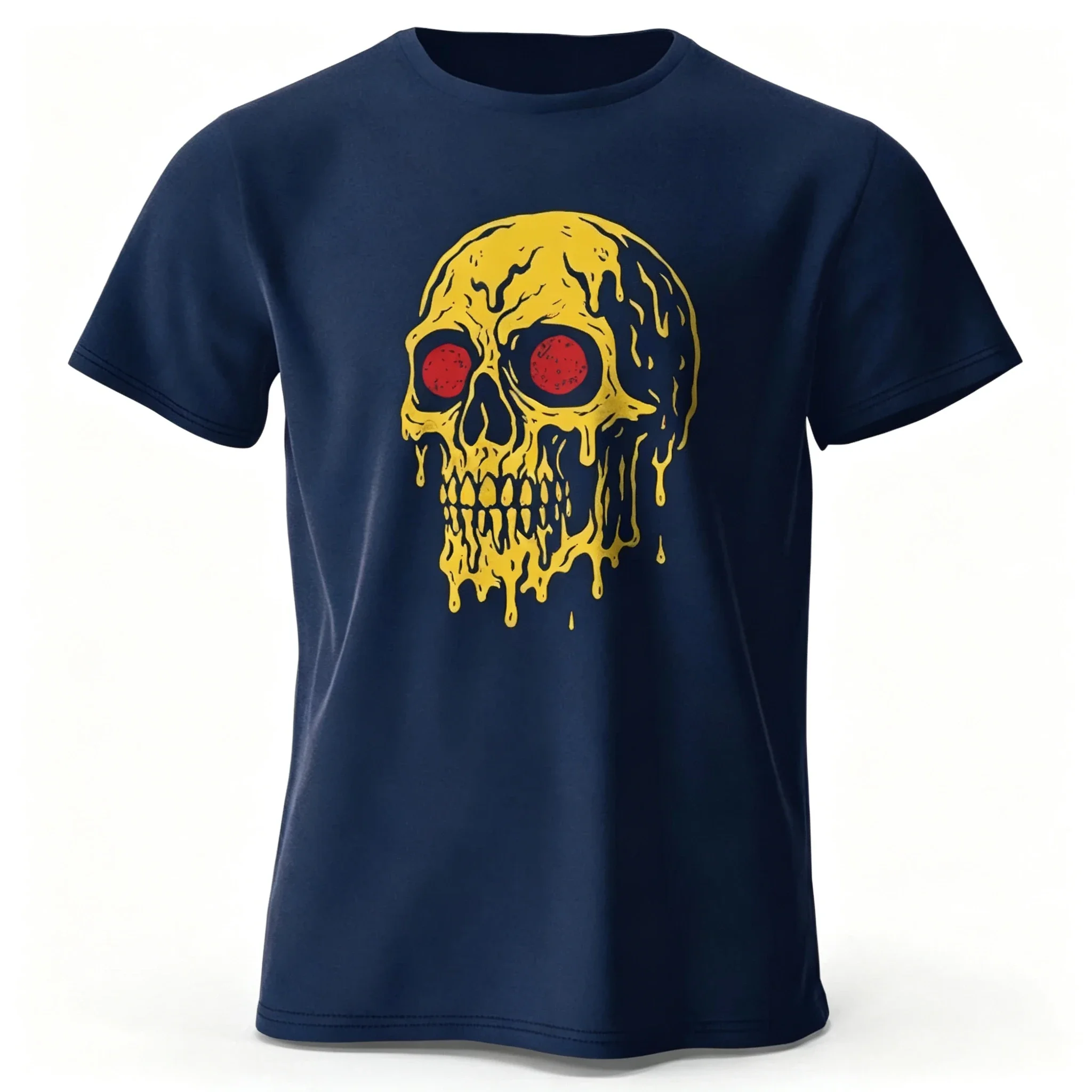 2026 Vintage Dripping Skull Graphic T-Shirt Kids Adults Retro Dark Art Crew Neck Short Sleeve Casual Street Tee