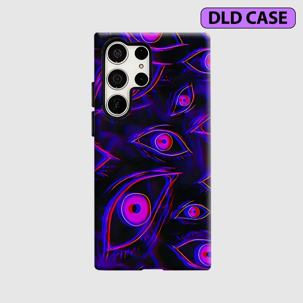 Neon Eye Surge Phone Case for Samsung Galaxy S26 S25 Ultra S24 S23 Ultra Plus Shockproof Double Layer Tough Back Cover