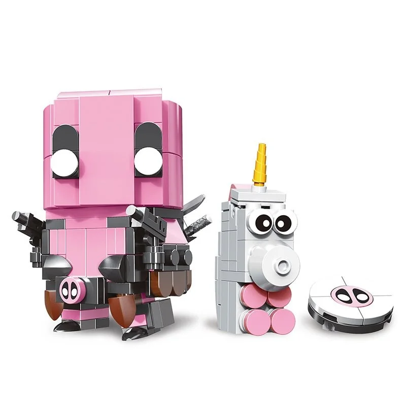 

Lady Deadpool Gwenpool With Unicorn BRICKHEADZ Building Blocks Mini Action Figure Toys