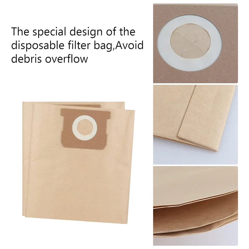 A26F-19-3100 Vac Bags Compatible For Stanley 5 To 6 Gallon Wet Dry Vacuum, Dry Vacuum Cleaners Disposable And Reusable