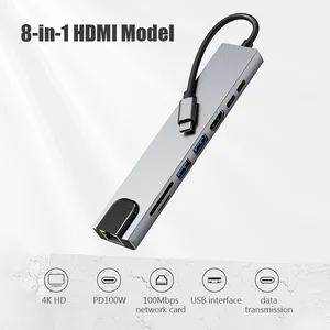 USB 8 trong 1 loại C 3 1 A 4K HDTV Hub Bộ điều hợp với SD TF RJ45 Trình đọc đầu đọc nhanh cho máy tính xách tay MacBook 12 Bán hàng chính Roda Citroen C3 - 1